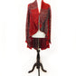 Fine Alpaca Wool Tailored Peacoat Knitted Cardigan Elegant Petticoat Red